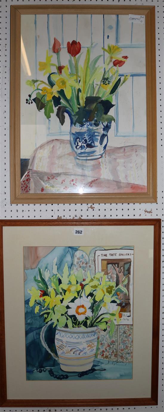 Pair of still life watercolours